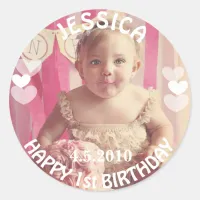 First Birthday Girl Sticker