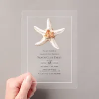 Transparent Coastal Chic Fall Beach Club Party Acrylic Invitations