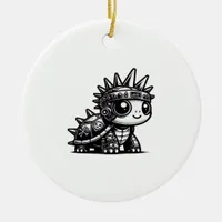 Whimsigoth Cyborg Turtle Vintage Art Design Classi Ceramic Ornament