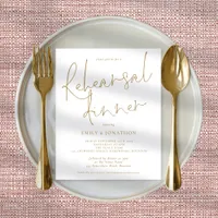 Budget Gold Text Wedding Rehearsal Dinner Invite