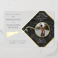 Gold Tassel Photo Script Class 2023 Graduation Foil Invitation