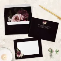 Elegant Dark Moody Floral Burgundy Wedding Envelope