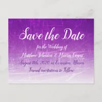 Purple Crackle Personalized Save the Date Postcard
