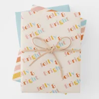 Jolly and Bright Colorful Retro Stripes Christmas Wrapping Paper Sheets