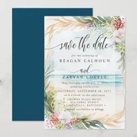 Watercolor Beach Wedding Save The Date Card