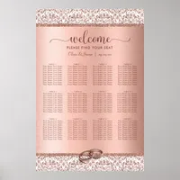 Rose Gold Damask Elegant Wedding Seating Chart