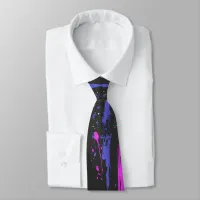 Splatter Art Purple Pink Black Abstract Art  Neck Tie