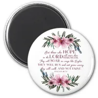 Christian Bible Verse Isaiah 40 Pink Floral Magnet