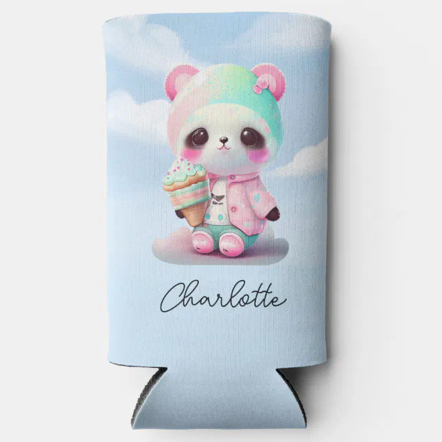 Cute Panda having Ice Cream Seltzer Can Cooler