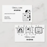 Black And White Cute Dogs Pet Sitter | Dog Walker  Business Card