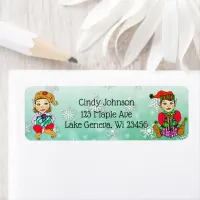 Cute Holiday Christmas Elf and Candy Canes Label