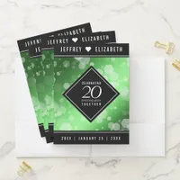 Elegant 20th Emerald Wedding Anniversary Pocket Folder
