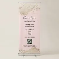 *~* Gold Foil Glitter QR Beauty Girly Chic Spa Retractable Banner