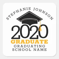 Custom Trendy Typography Class of 2020 Graduate Square Sticker