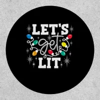Let's Get Lit Drinking Santa Hat Christmas Lights  Patch