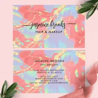 Coral Opal Holographic Gold Glitter  Business Card