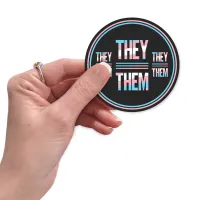 They Them Trans Flag Colors Classic Round Sticker