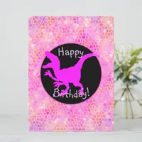 Pink Dinosaur Hide Happy Birthday! Card