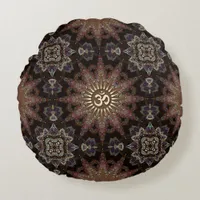 V3-Vintage Bohemian Spirit OM Yoga Round Cushion