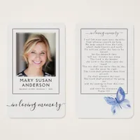 Butterfly Photo Funeral Memorial Prayer Card