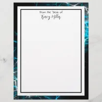 Personalized Fancy Black and Blue Marble    Letterhead