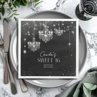 Old Hollywood B & W Chandeliers Sweet 16 ID1108 Paper Dinner Napkins