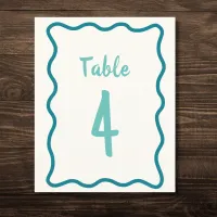 Handwritten Bold Wavy Border Wedding Table Number