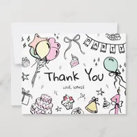 Flat Thank You Card, Hand Drawn