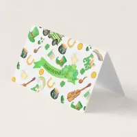 St. Patrick's day Monogram Lucky Tented Place Card