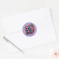 Floral 4th of July Classic Round Sticker