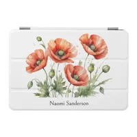 Elegant Watercolor Red Poppy Flowers Wildflower iPad Mini Cover