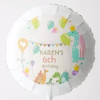 Whimsical Dinosaur Princess Birthday Balloon