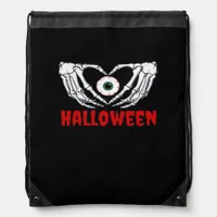 Eye Halloween - Skeleton Hands Heart Drawstring Bag