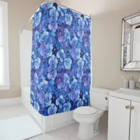 Large Watercolor Style Pansies Blue Purple Floral Shower Curtain