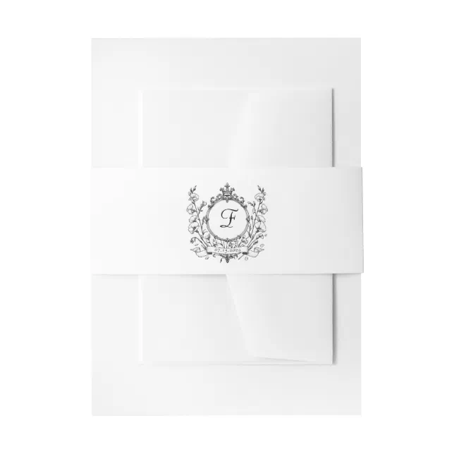 Elegant Classic Formal Wedding Monogram Crest  Invitation Belly Band