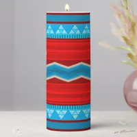 Southwest River Canyon Geometric Red & Turquoise Pillar Candle