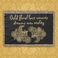 Monogrammed Gold Floral Lace | Throw Blanket