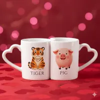 Enchanting Tiger 虎 Pig 猪 Chinese Zodiac Coffee Mug Set