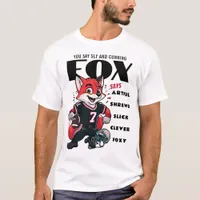 Black And White Clever Foxy Fox Cartoon Mens T-Shirt