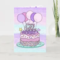 Purple and Pink Happy Birthday for Her Card