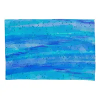 Blue, Purple, Teal, Aqua Abstract Waves Coastal  Pillow Case