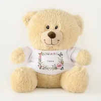 Floral Frame Personalized Elegant Pretty Chic Teddy Bear