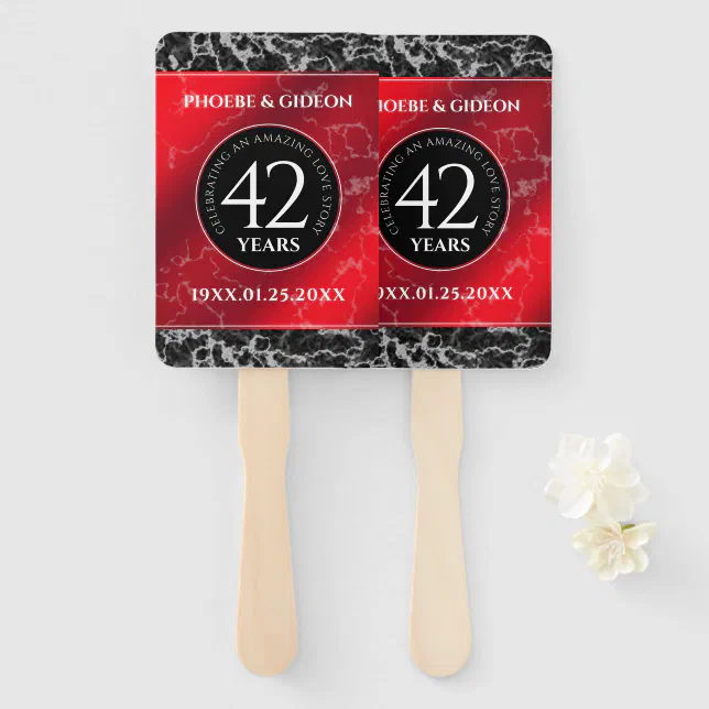 Elegant 42nd Jasper Wedding Anniversary Hand Fan