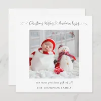 Christmas Newborn Photo Stats Holiday Card