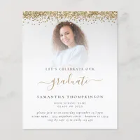 Budget 2024 Grad Photo Gold Glitter Invitation