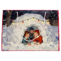 Vintage Children in Snow Fort Large Gift Bag
