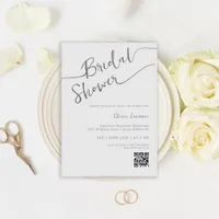 Silver Script QR Bridal Shower Invite