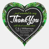 Fractal Green Forest Peacock Thank You Heart Heart Sticker