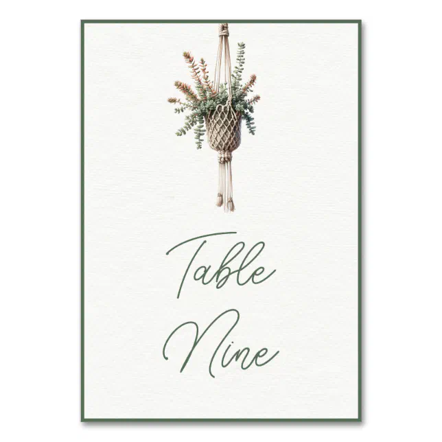 Succulents: Boho Chic Botanical Greenery Plant Table Number