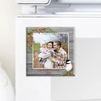 Winter Chickadee Family Photo Christmas Magnet